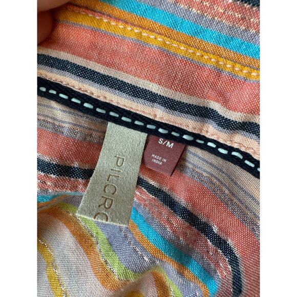 Pilcro By Anthropologie Oversized Vibrant horizontal line shirt Size S/M - Picture 9 of 10